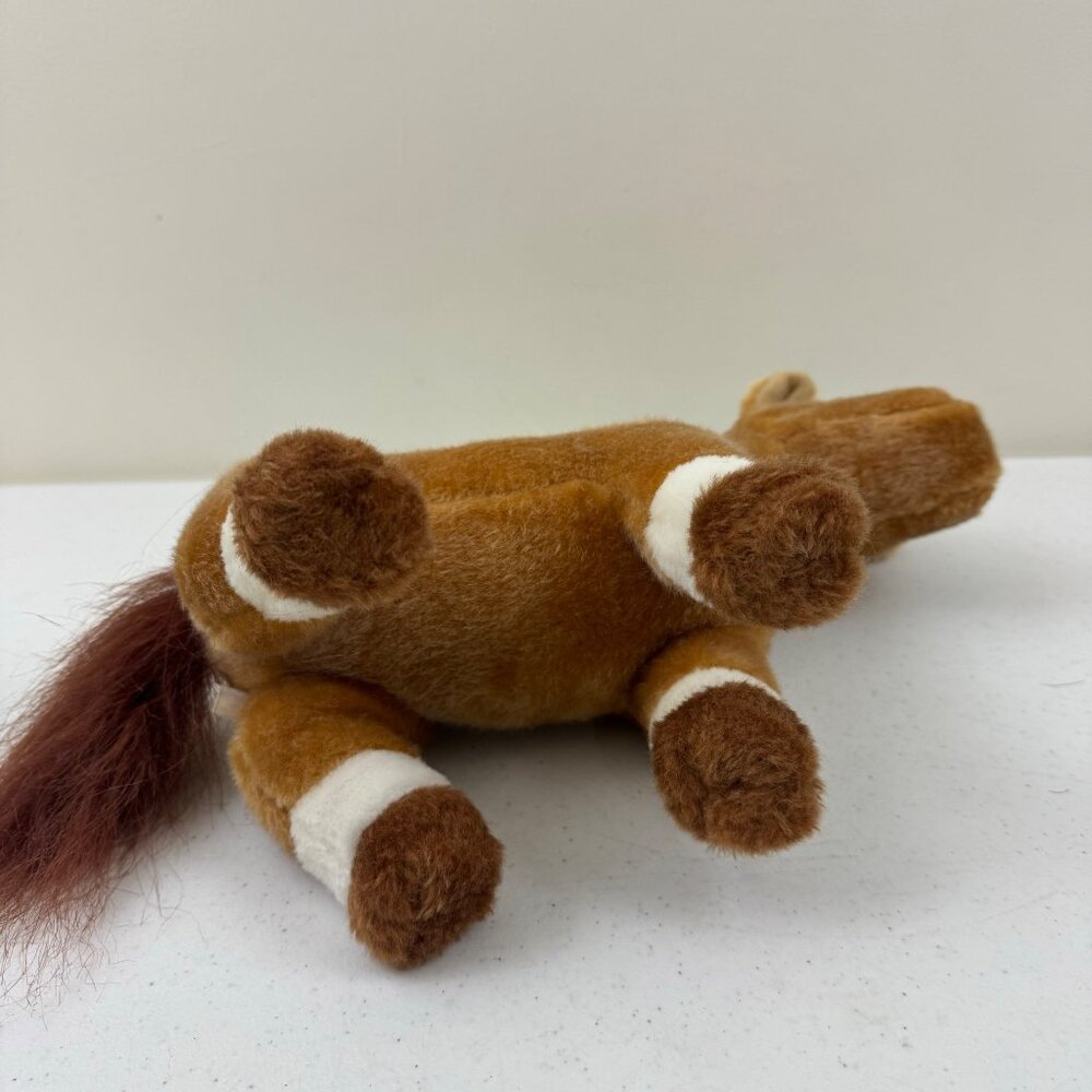 Vintage ASI Plush Brown Horse Stuffed Animal Plush Toy With White Accents - Picture 5 of 9